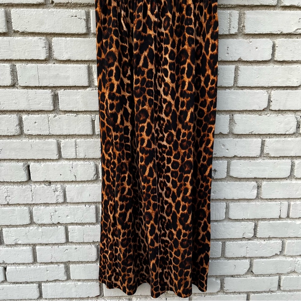 Espresso Cheetah Animal Print V-neck Short Sleeve Maxi - Size Medium - Picture 3 of 5